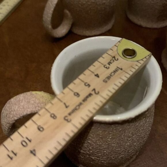 Set Of 5 Beige Textured Ceramic Coffee Mugs - Picture 6 of 14